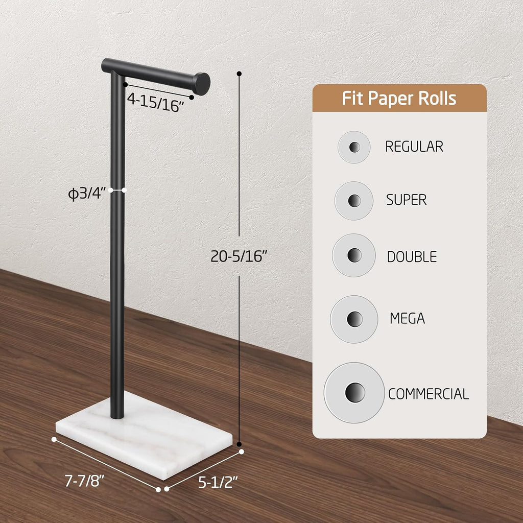 KES Toilet Paper Holder Stand with Marble Base, 20.3 in Height, Matte Black