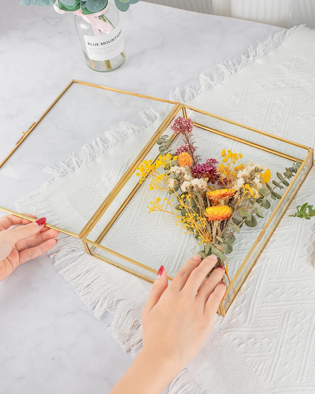 Shadow Box Frame 8x10, Deep Glass Shadow Box Display Case, 3D Shadow Boxes Picture Frame for DIY Wedding Dried Flowers, Memories, Tickets and Photos