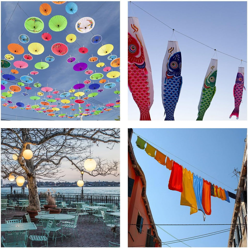 Outdoor String Light Hanging Kit Includ 164 FT Nylon Rope Cable