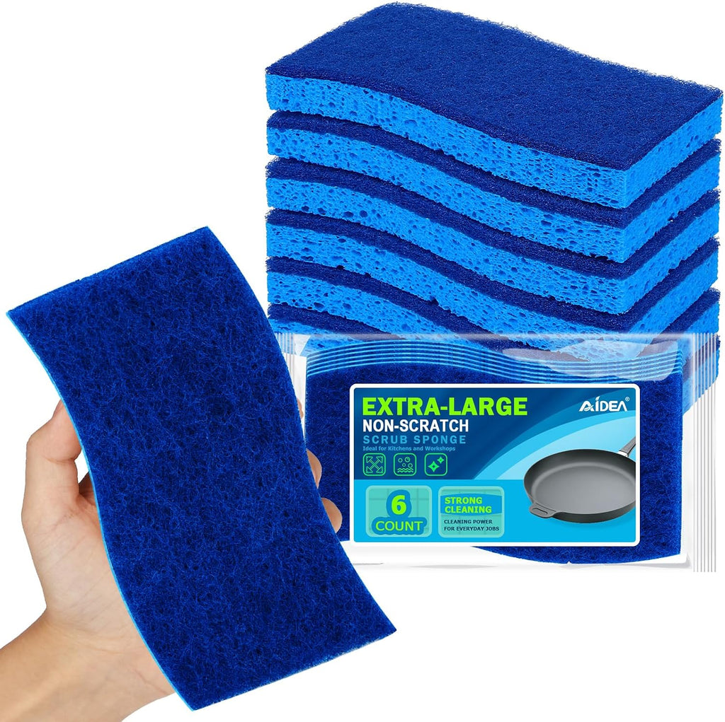 AIDEA XL Sponges Kitchen 6Count, Non-Scratch Scrub Sponges for Dishes