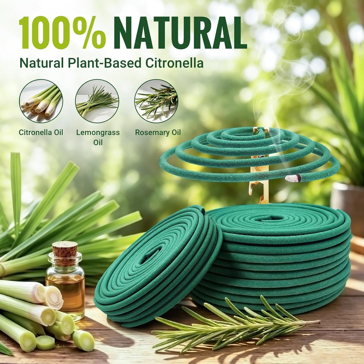 Citronella Coils 48 PCS – Citronella Incense Coil with Holder, Citronella Incense Coils Outdoor for Home Outside, Pool Side, Patio, Camping, Porches, Courtyards – Long Lasting Natural Scent
