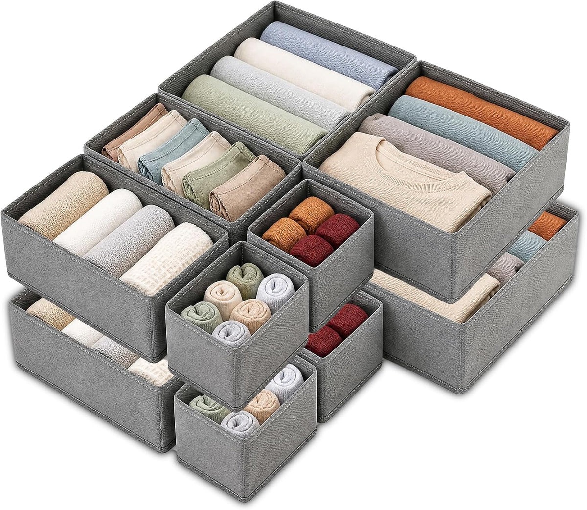 Drawer Organizer Clothes, 12 Pack Dresser Organizer for Nursery, Underwear, Sock - Foldable Closet Organization and Storage Dividers Bins for Baby Clothes