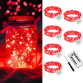 AIKEI 6 Pack Fairy Lights with Timer Battery, 8 Modes with Remote,Red