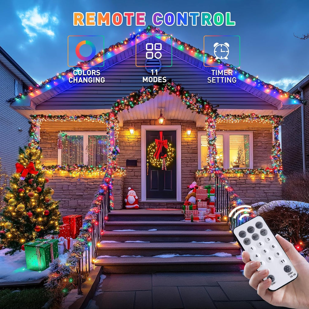 JMEXSUSS 200 LED Color Changing Christmas Lights, Warm White & Multicolor