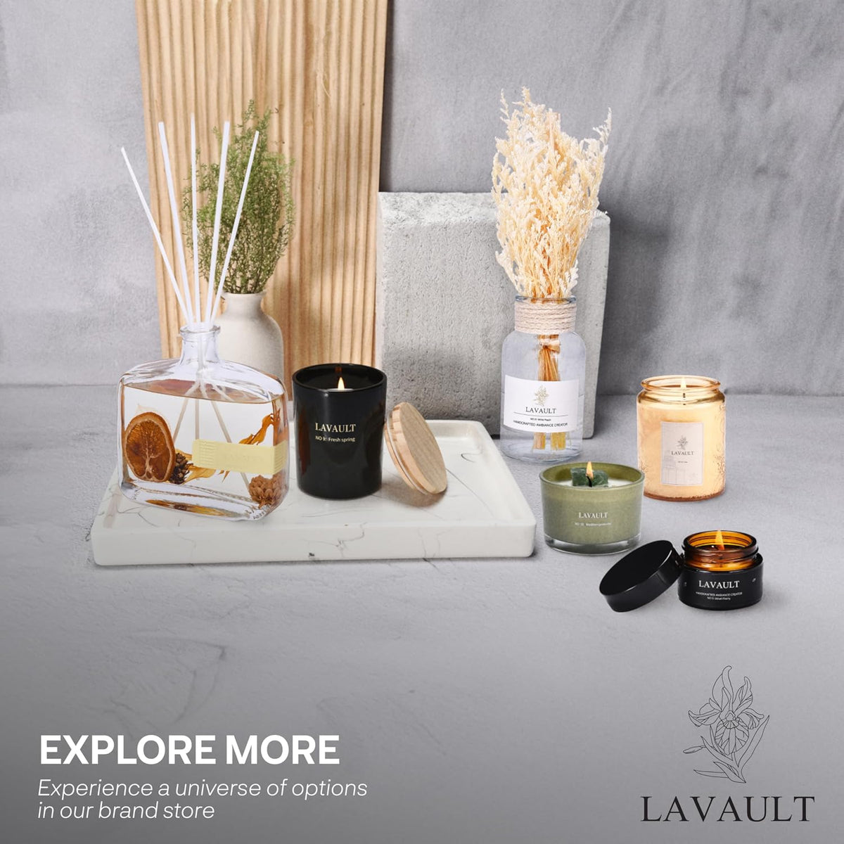 Lavault Reed Diffuser Set for Home, Office, Bedroom & Bathroom - Essential Oil Home Fragrance with Reed Sticks - Cozy Holidays Scented