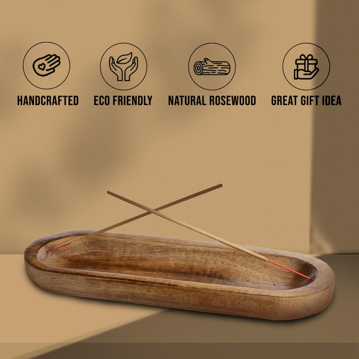 raajsee Wooden Brown Incense Holder -Incense Burner Holder –Ash Catcher - Incense Stick Holder - Meditation & Yoga - Great Gift for Any Occasion Size 11x4 inch