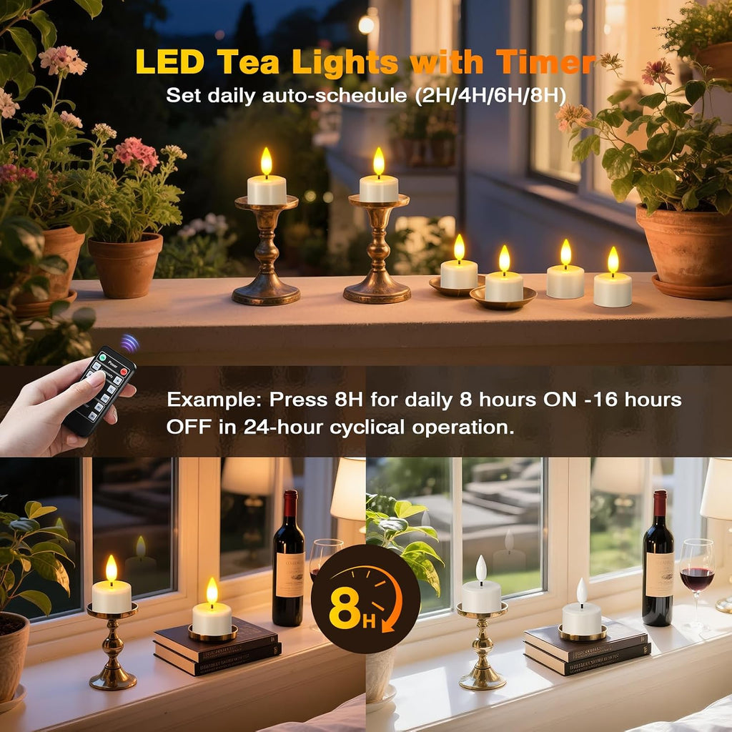 Yme Waterproof Rechargeable Tea Lights with Remote,Magnetic Charger Base