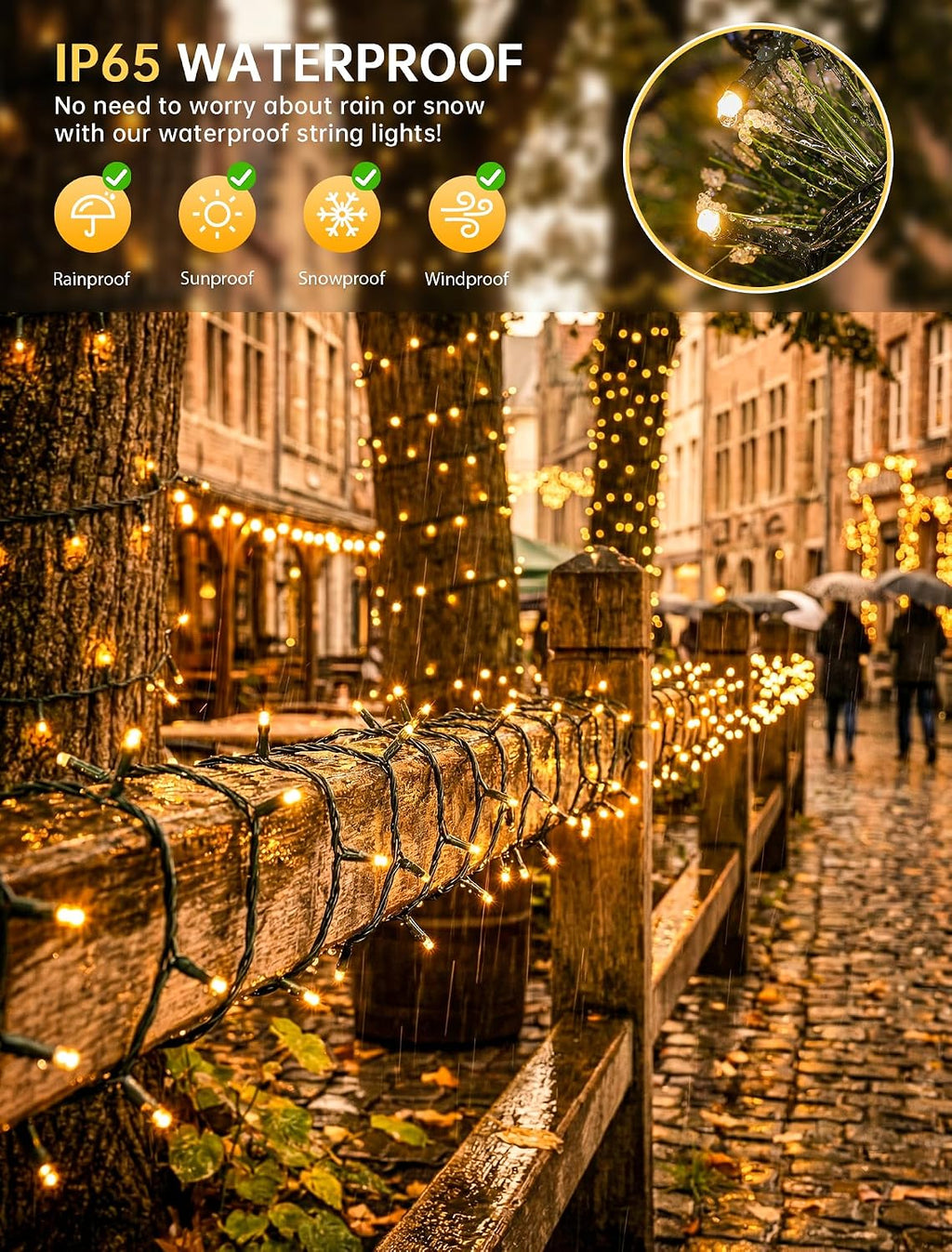 Hopolon Warm White Christmas Fairy String Lights, 33FT 100-LED with Remote