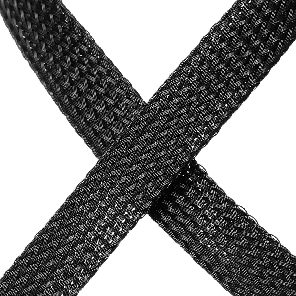 uxcell Cable Sleeving, 1/2 Inch -100ft PET Braided Cable Sleeve, Expandable Braided Cable Sleeve for TV/Computer/Home Theater/Other Home Device Cable - Black