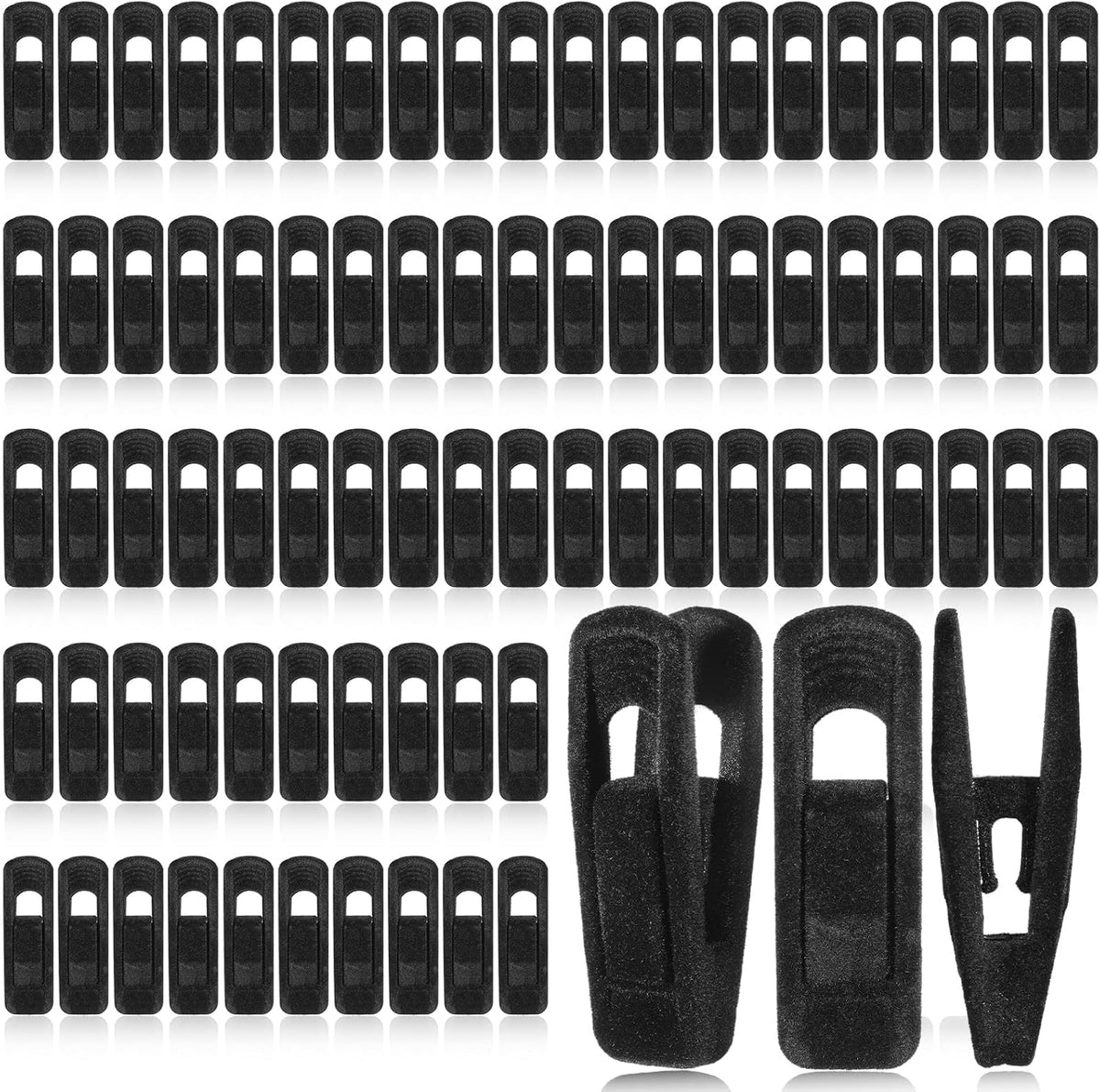 Black Velvet Hanger Clips, 80 Pack Strong