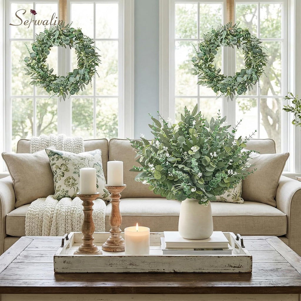 Serwalin 70PCS Mixed Eucalyptus Stems, Greenery Stems for Centerpieces