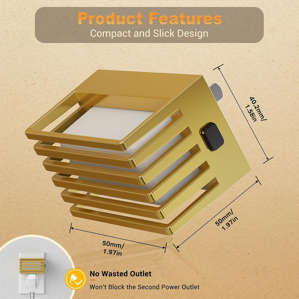 JandCase LED Night Light, Gold Night Lights Plug into Wall Dusk to Dawn