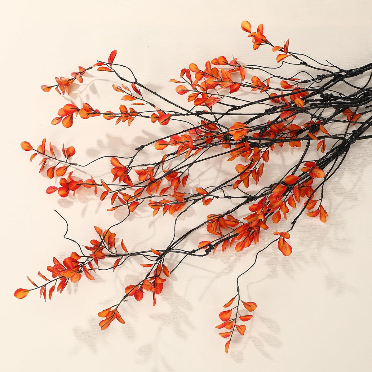 Suncalla 12 Pcs Artificial Ficus Branches Faux Eucalyptus Stems 35.5 Inch Fake Long Stems Plant for Vase Filler Fall Tables Home Shop Office Garden Wedding Party Decoration (Red)