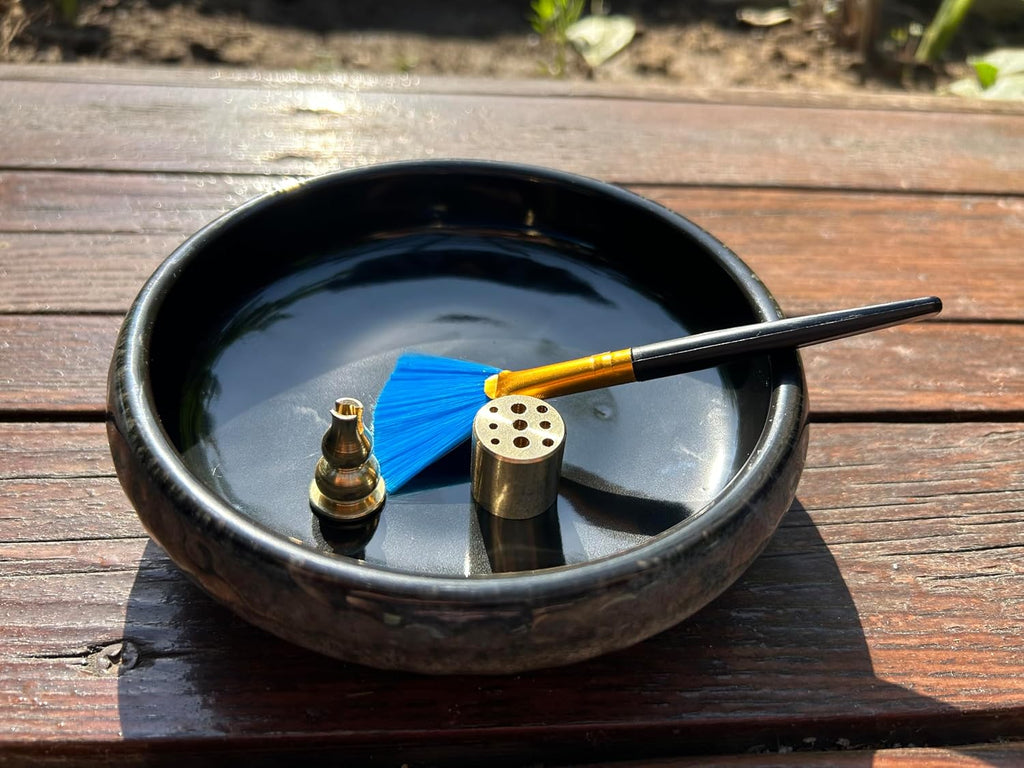 6 Inch Japanese Incense Holder for Stick,Ceramic Handmade Black
