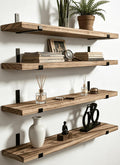 Rustic Wood Floating Shelves Farmhouse Wooden Wall Shelves for Bathroom Bedroom Living Room Kitchen Office Set of 4 Light Brown 24 Inch
