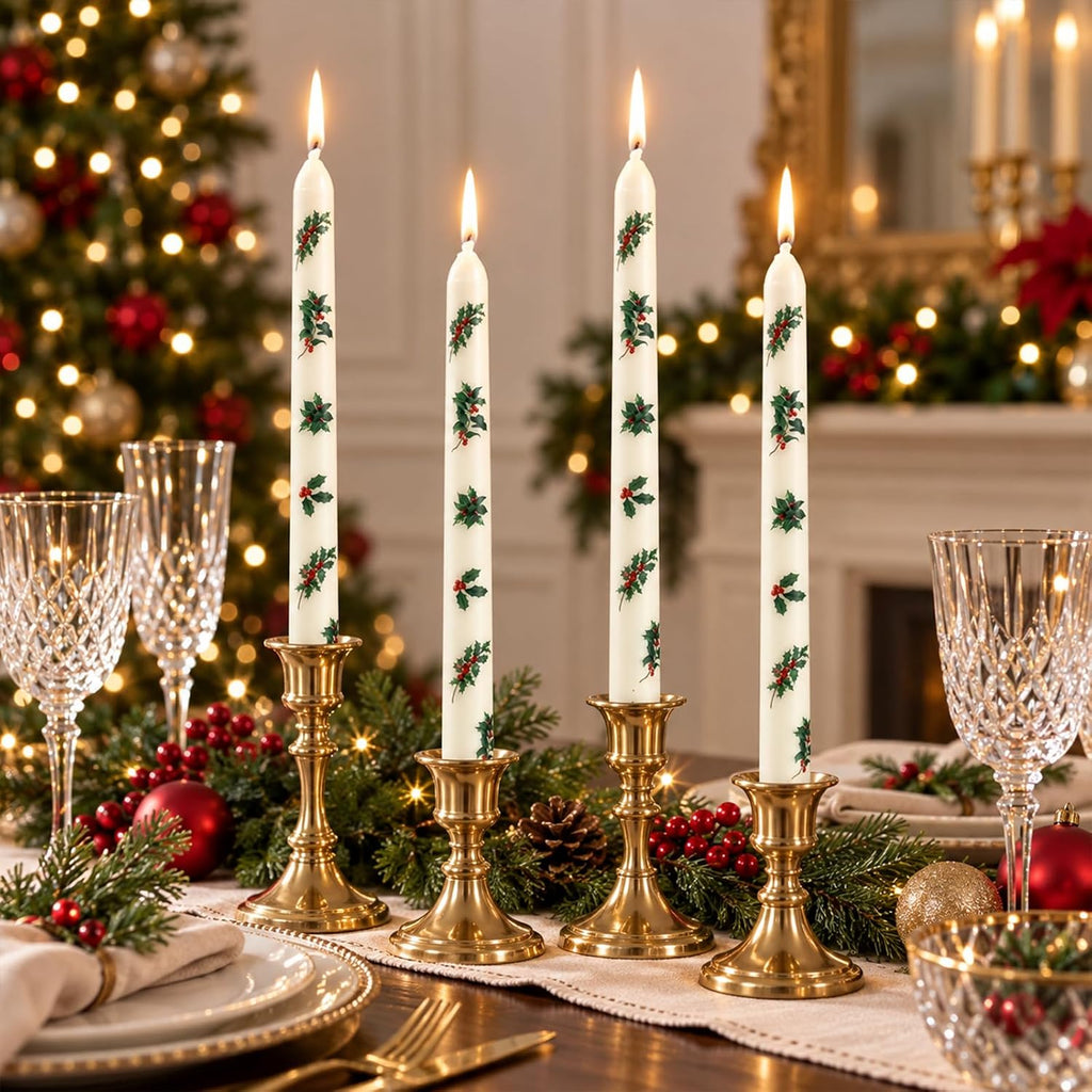 4 Pack Christmas Taper Candles, 10 Inch Unscented Candle Sticks
