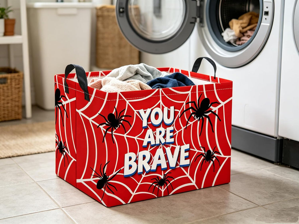 Rectangular Storage Basket Waterproof Storage Bin for Bedroom Collapsible Bin Books Box Basket Room Decor(Spider)