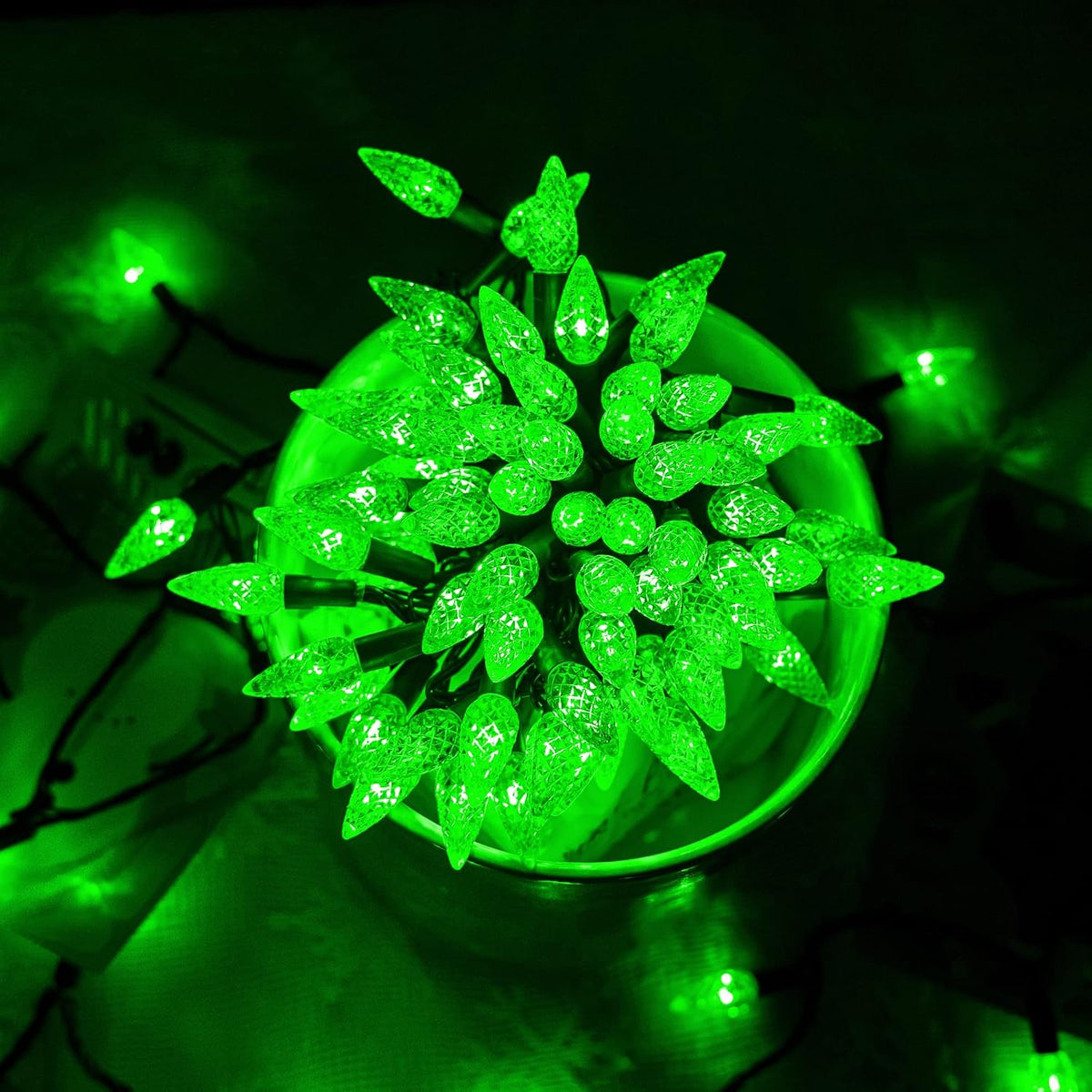Dazzle Bright C6 Green Christmas Lights, 100 LED 33 FT Outdoor Christmas Lights Waterproof Plug in with 8 Modes for Indoor Xmas Tree Decorations
