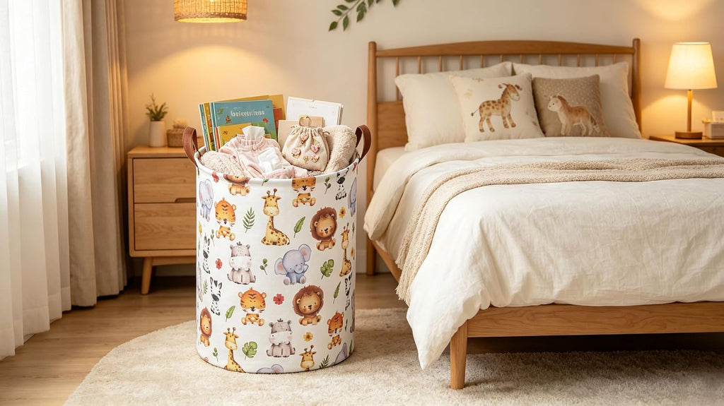 Kids Laundry Hamper,Baby Laundry Basket Animal Storage Baskets for Kids Room Decor,Nursery Hamper,Bedroom,Toy Organizer,(Cute Animal)