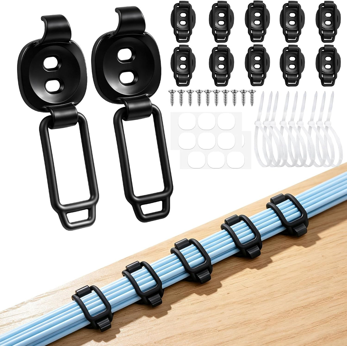 10 Pack Cable Management Clips, Adhesive Cable Clips for Cords Organizer