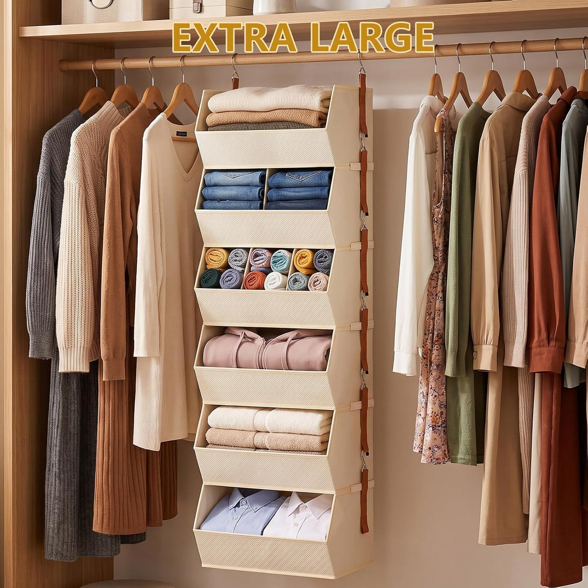 Hanging Closet Organizer Extra Large for Dorm and Bedroom