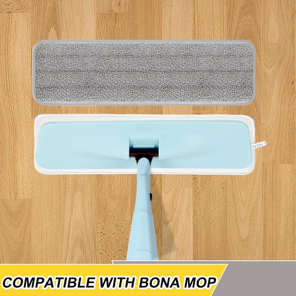 18 inch Reusable Mop Pads Microfiber Spray Mop Replacement Heads for Wet/Dry Mops Compatible with Bona Floor Care System (6 Pack) (Purple Gray Blue)
