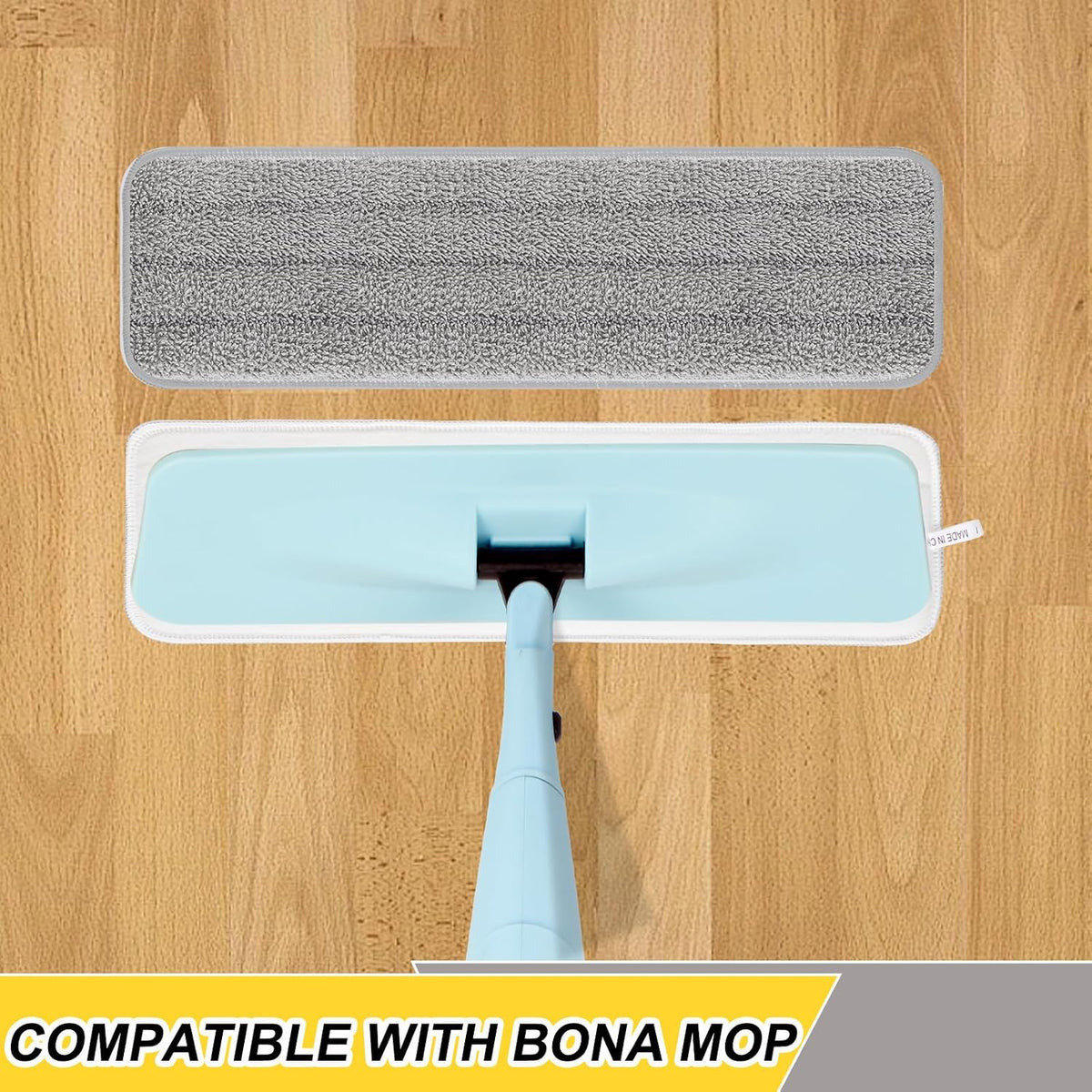 18 inch Reusable Mop Pads Microfiber Spray Mop Replacement Heads for Wet/Dry Mops Compatible with Bona Floor Care System (6 Pack) (Purple Gray Blue)