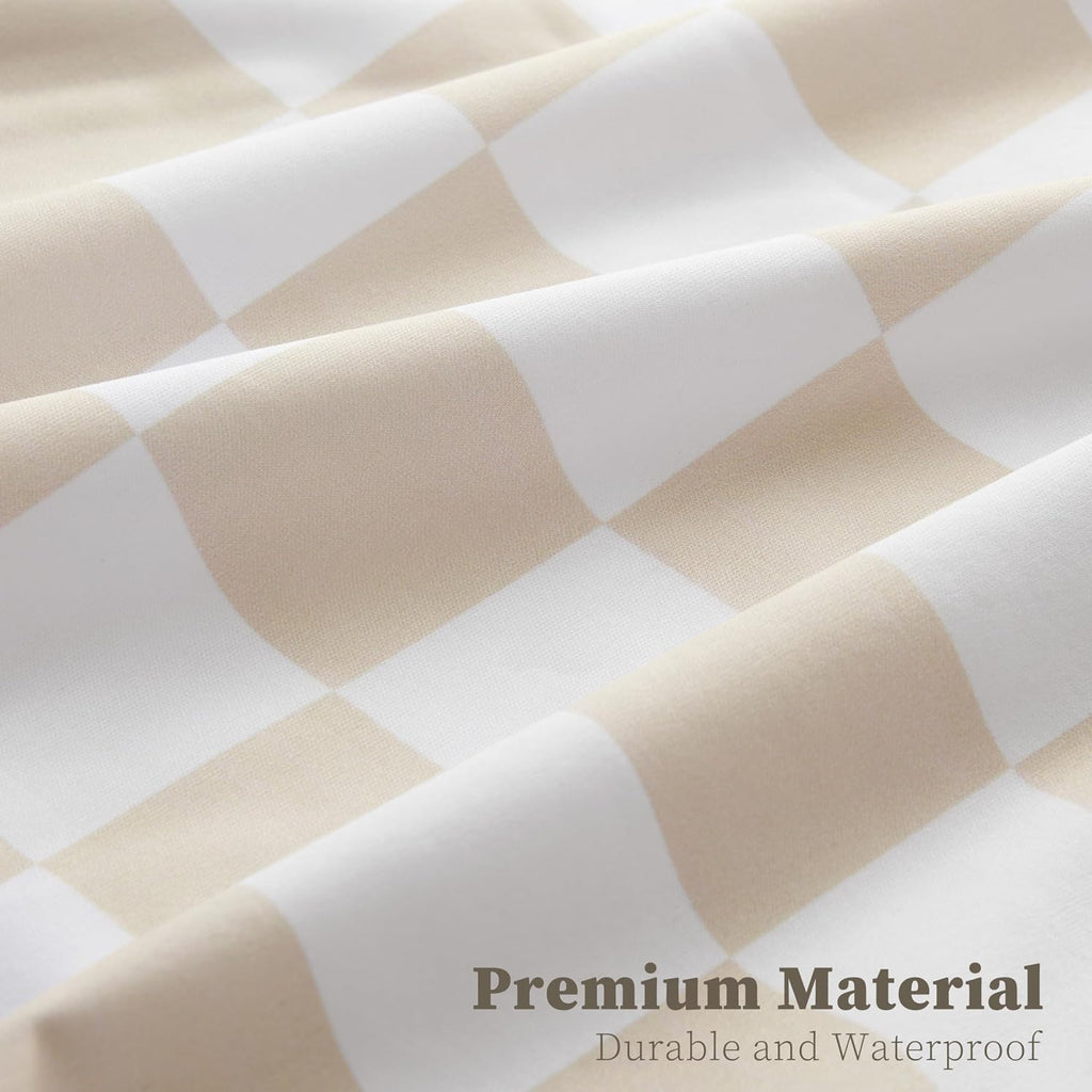 Ohocut Checkered 2 Pcs Large Travel Laundry Bags for Dirty Clothes, Aesthetic Trendy Waterproof Washable Laundry Bag with Handle for Travel, Gym, Swimming Pool, Beige