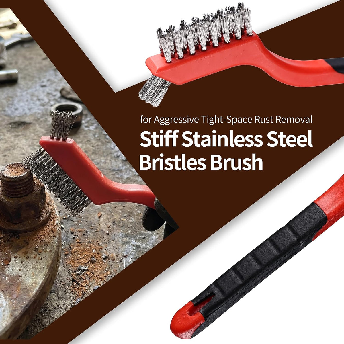 Wire Brush Set for Cleaning, 10-Piece Wire Brush for Rust Paint Removal