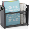 Black Magazine Holder, Wood Magazine Rack Floor, Mesh Magazine File Holder, Magazine Storage Basket, Magazine Holders for Classroom, Magazine Stand for Desk, Folder Organizer Bin for Books