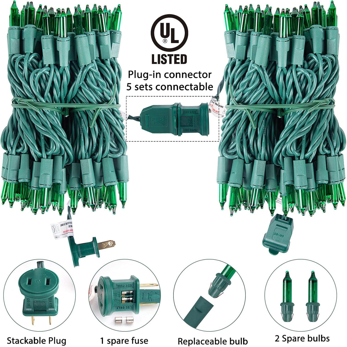 Minetom St. Patrick's Day String Lights, 100 Count 20 Ft Incandescent Bulb