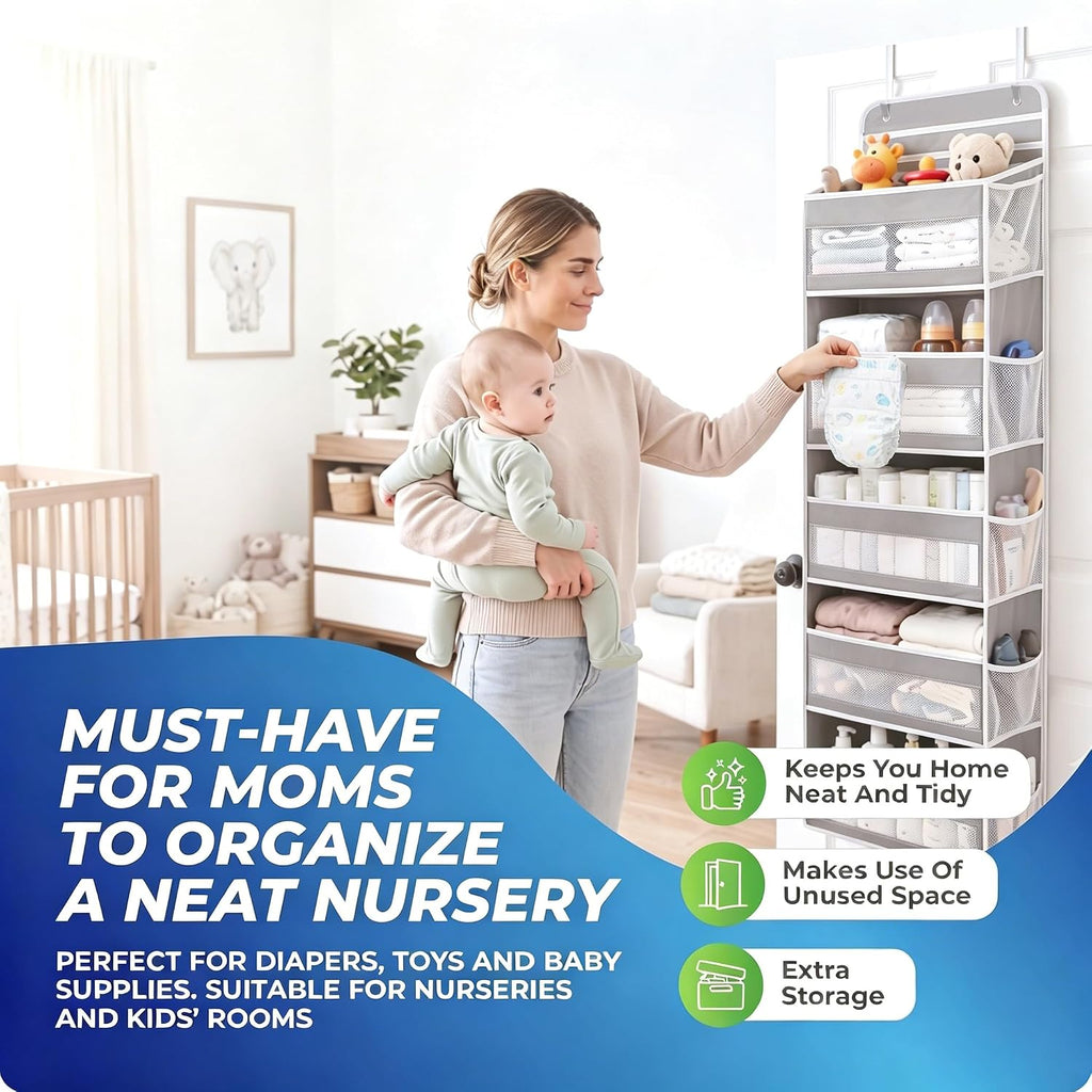 Over the Door Hanging Storage Organizer–Ideal for Nurseries Bedrooms Dorms