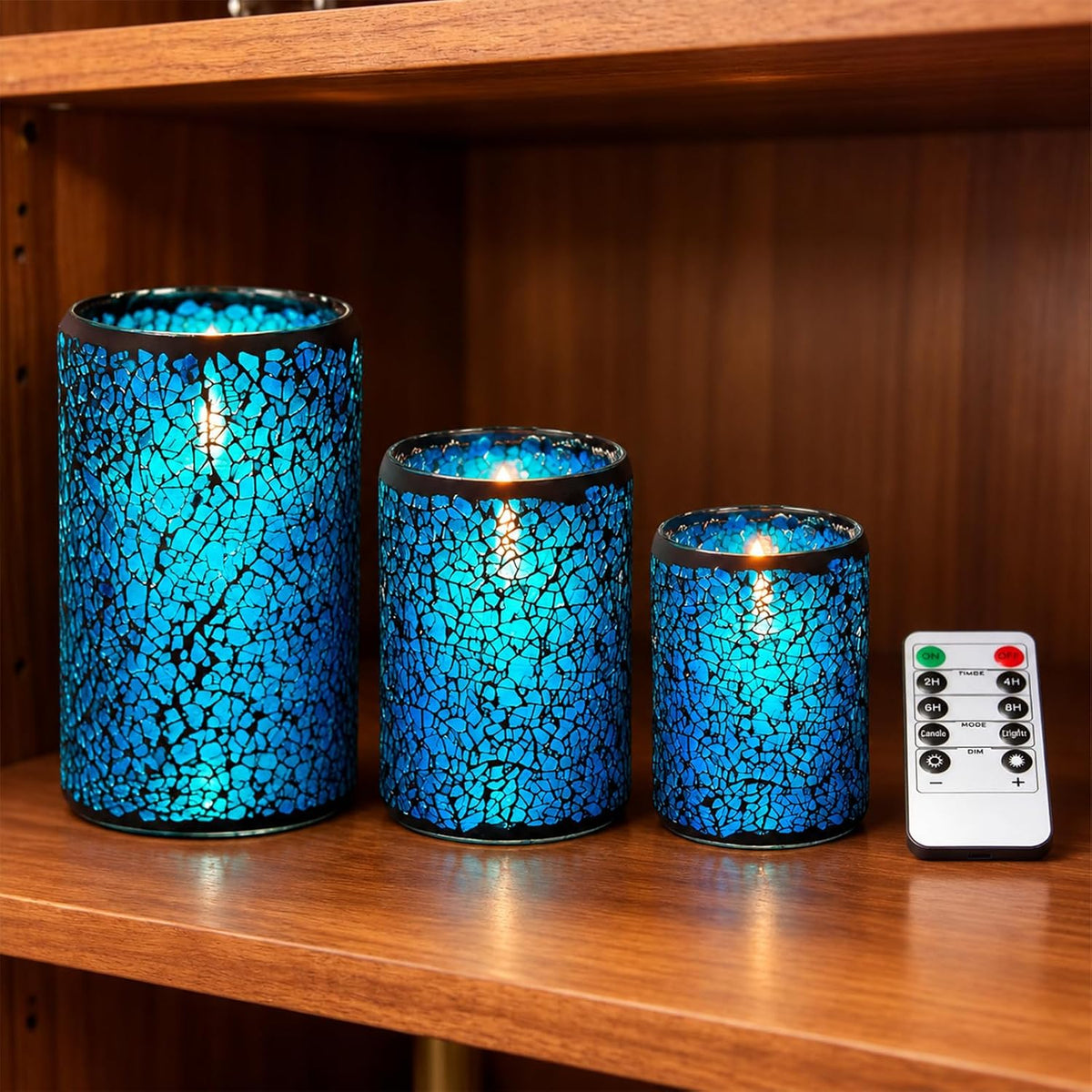 Flameless Glass Candles with Remote, Realistic Wax LED Pillar Candles JL-MB