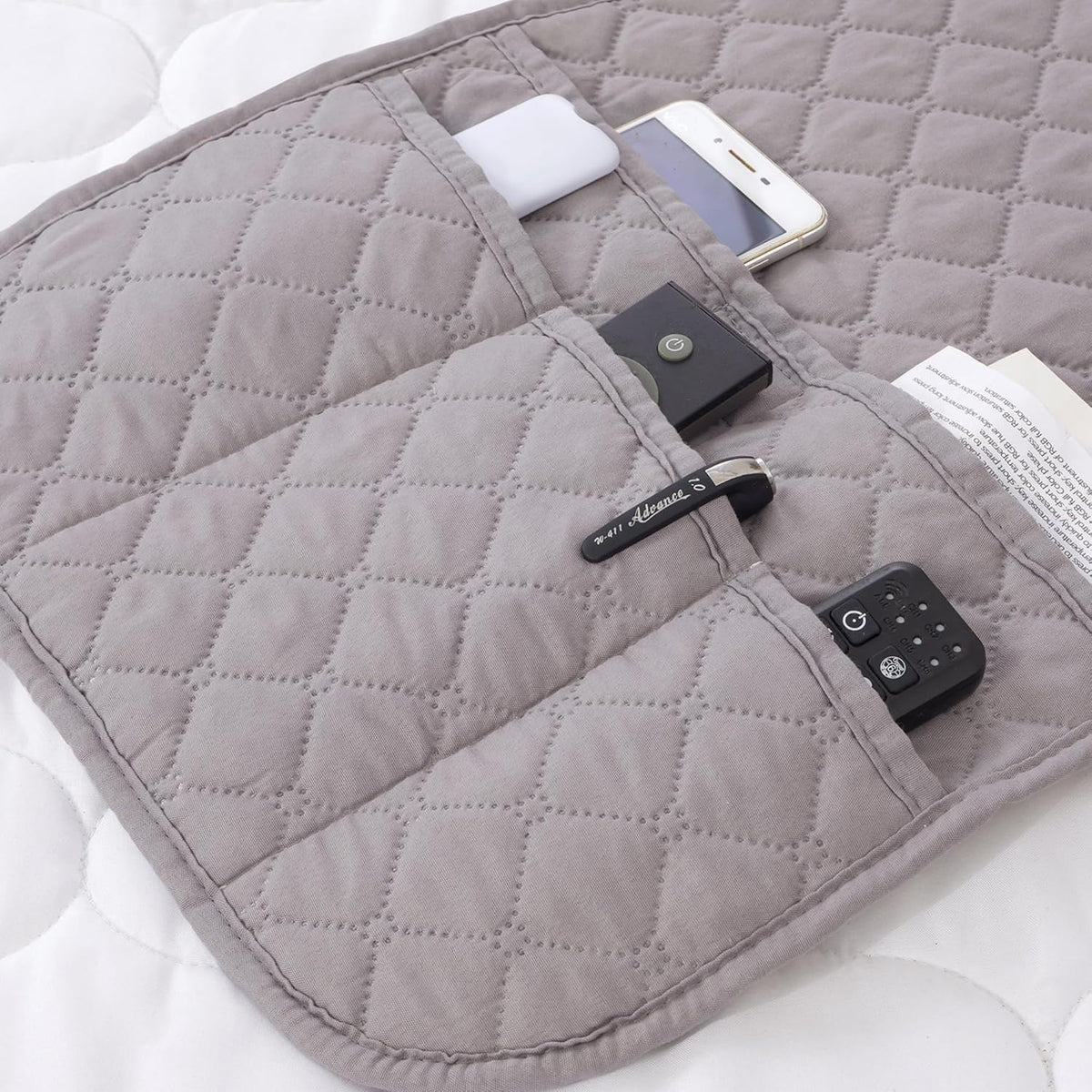 Armchair Caddy for Couch Remote Control Holder with 4 Pockets, Grey 1 Pack