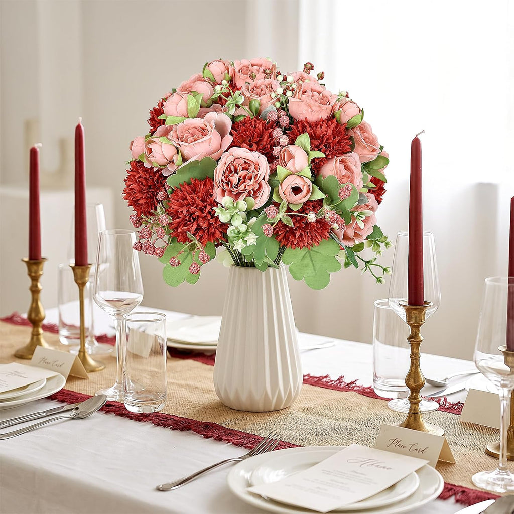 32 Pcs Peonies Artificial Flowers Bundles - Terracotta