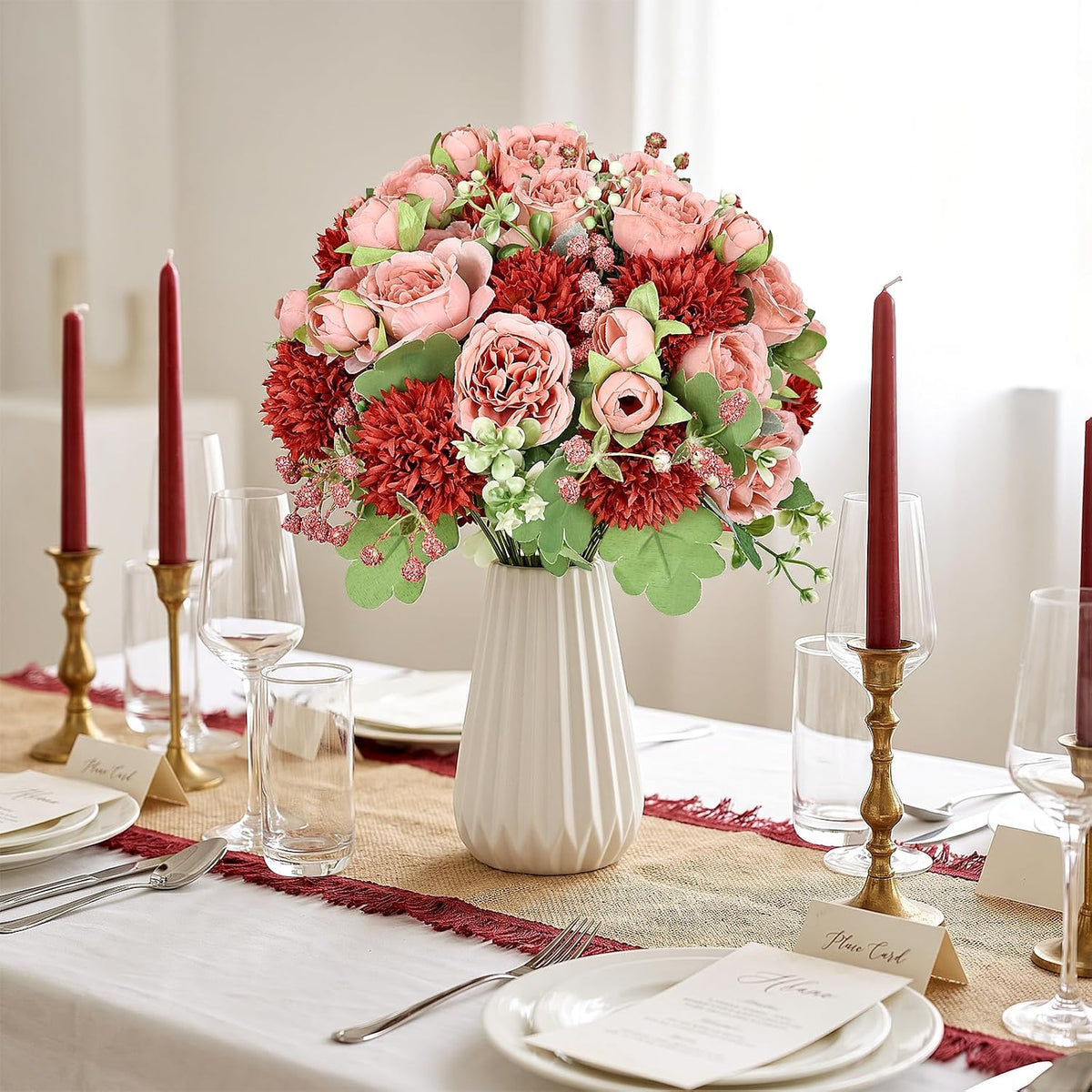 32 Pcs Peonies Artificial Flowers Bundles - Terracotta