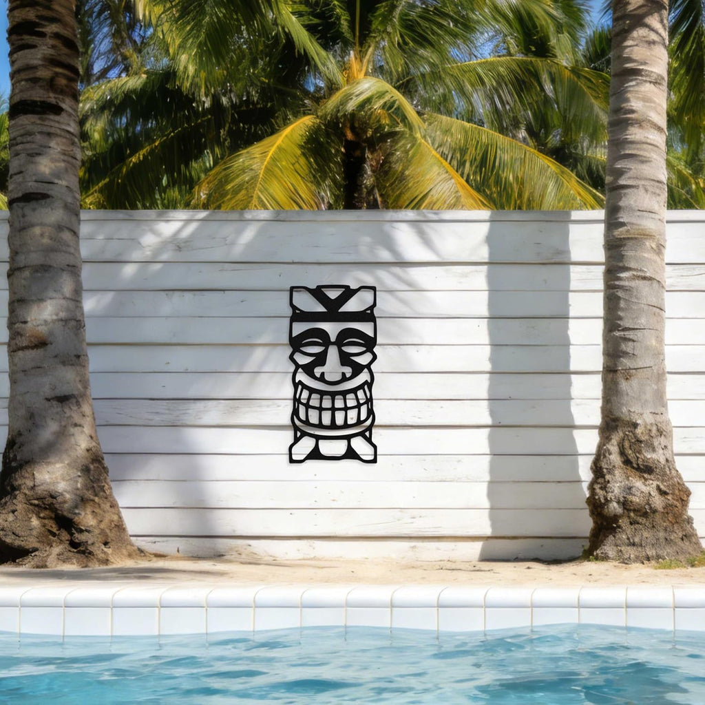 Zckjnoi Black Tiki Mask Metal Wall Art for Tikis Bar Decor, Tropical Bar Wall Decoration, Tiki Bar Sign Style Hanging, Tikis Bar Accessories for Home Bar, Hawaii Decor, Island Wall Decor, Tikis Gift