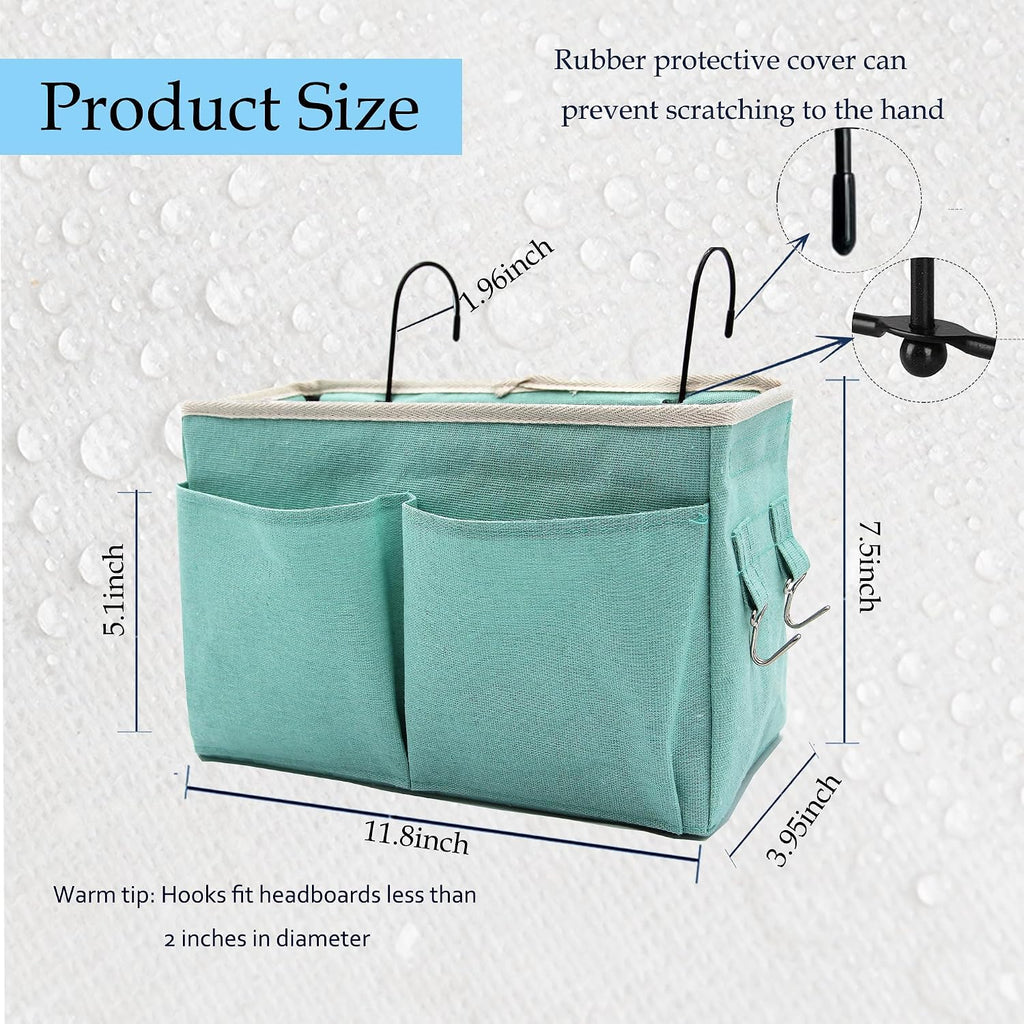 Bedside Caddy, Hanging Storage Bag with Hooks for Bunk & Dorm Bed Rails