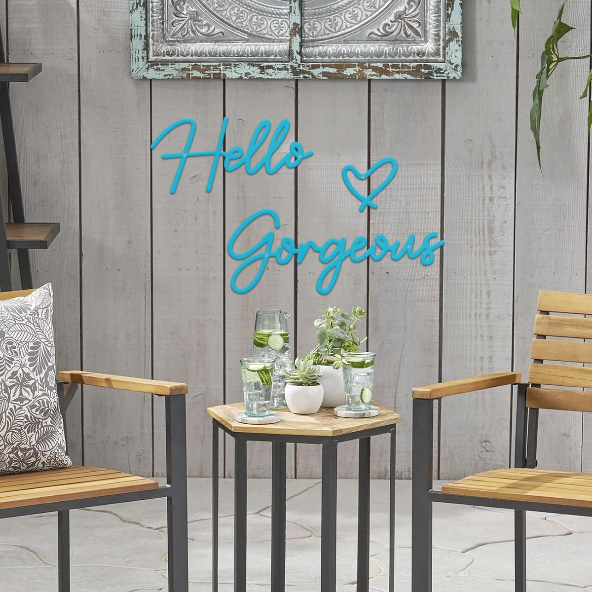 Metal Hello Gorgeous Wall Art Modern Farmhouse Wall Decor Signs