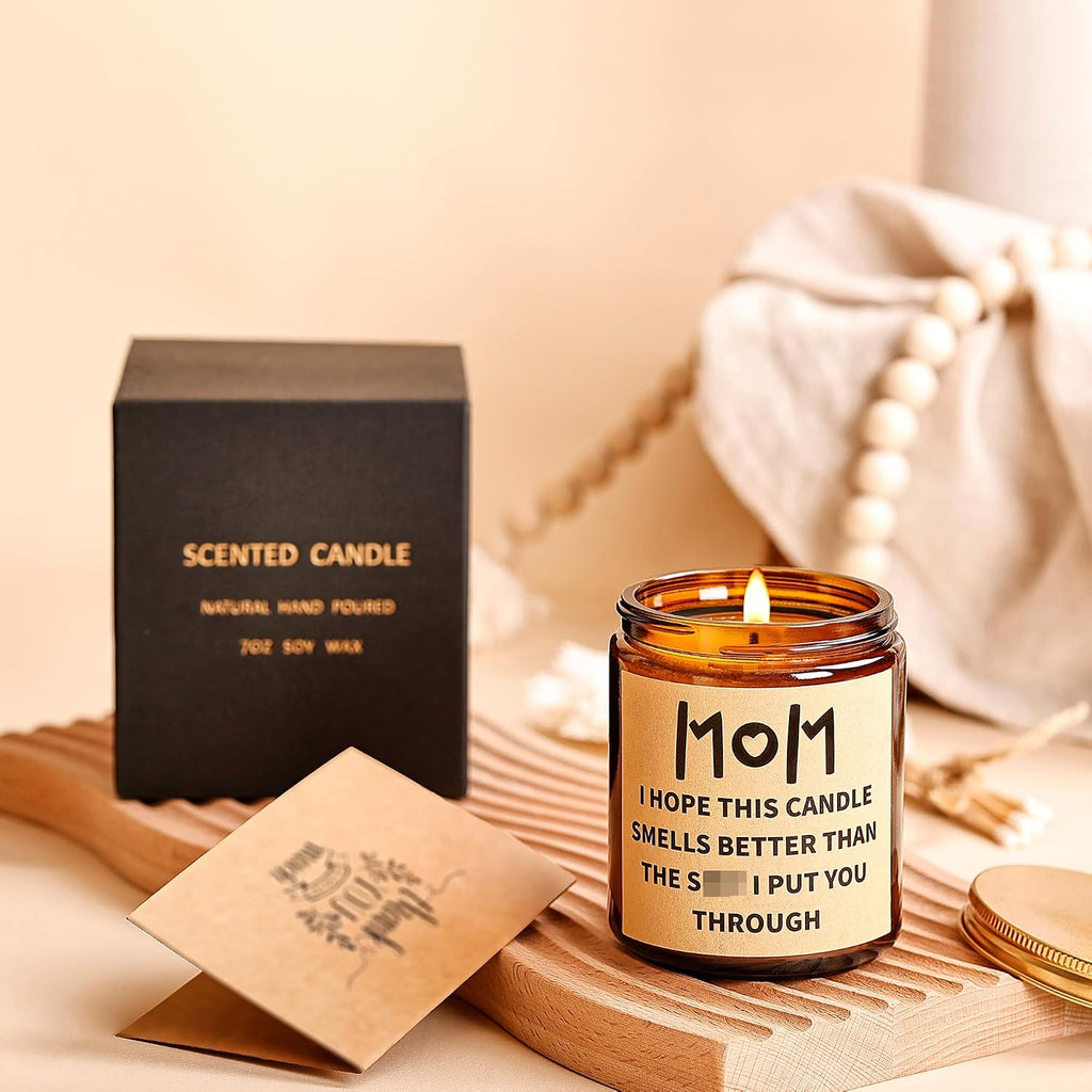 Best Birthday Christmas Gifts for Mom from Daughter and Son, Funny Mom Birthday Gifts, Mom Christmas Gifts, Lavender Soy Scented Candles for Home Scented Black