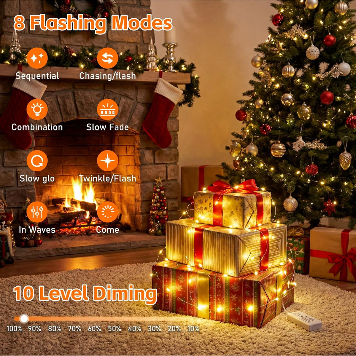 8 Pack Rechargeable Fairy Lights,7ft 20LEDs, Remote & DIY Timer