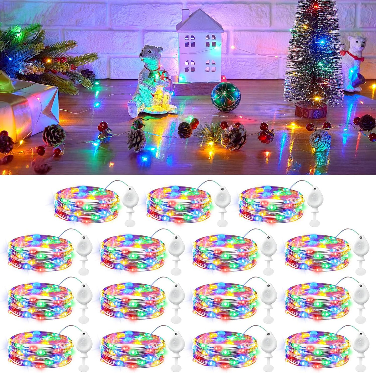 Brightown 14 Pack Multicolor LED Fairy Lights Battery Operated
