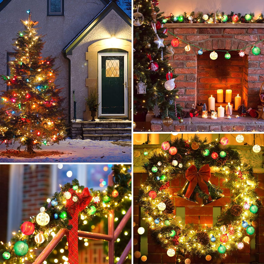 AIRIVO Christmas Tree Lights Ornaments, 28ft 25 Bulb Christmas String Lights Indoor, Christmas Lights Plug in Expandable Wire, Ornaments for Christmas Tree Decorations