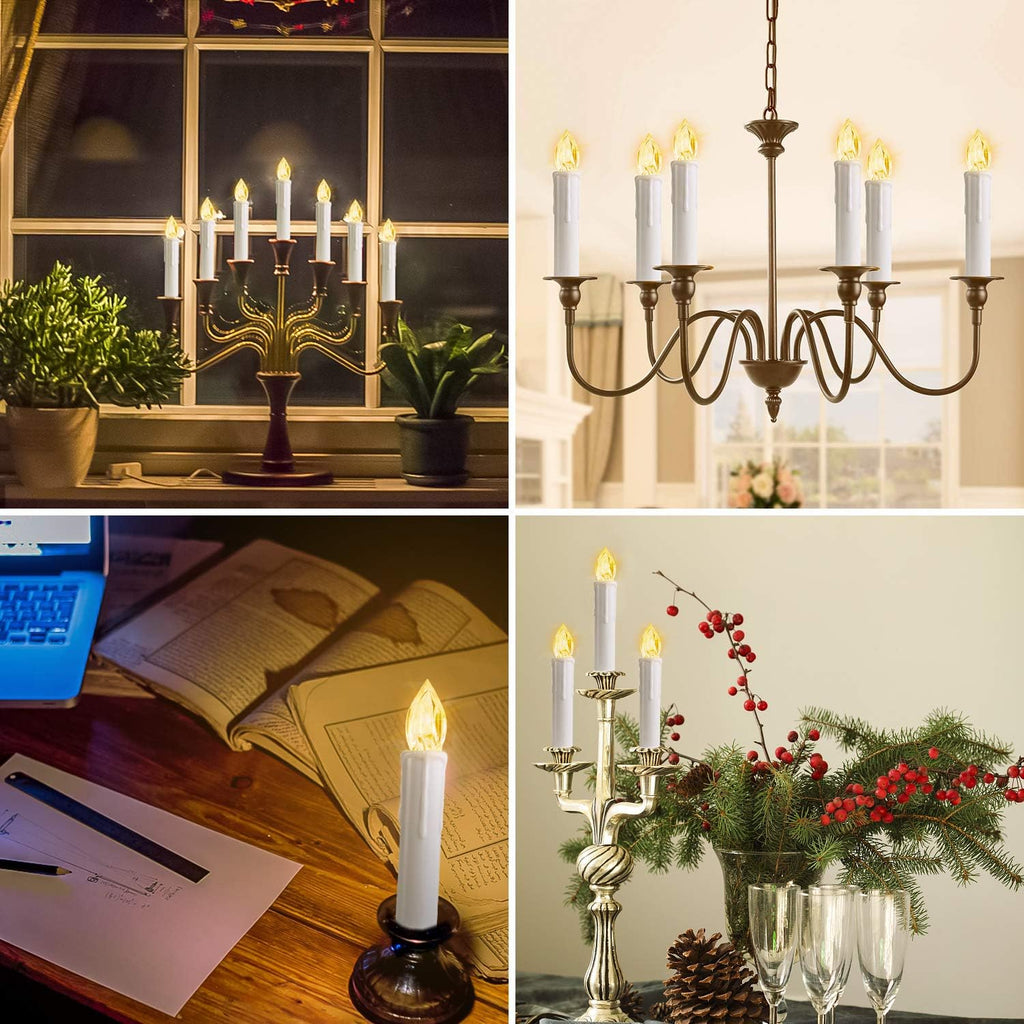 FPOO 30 pcs Christmas Tree Candles with Clips, 4''Taper Candle Stick with Remote Timer and dimmable, Waterproof White Flameless Mini Window Candle Battery Operated for Trees Wreath