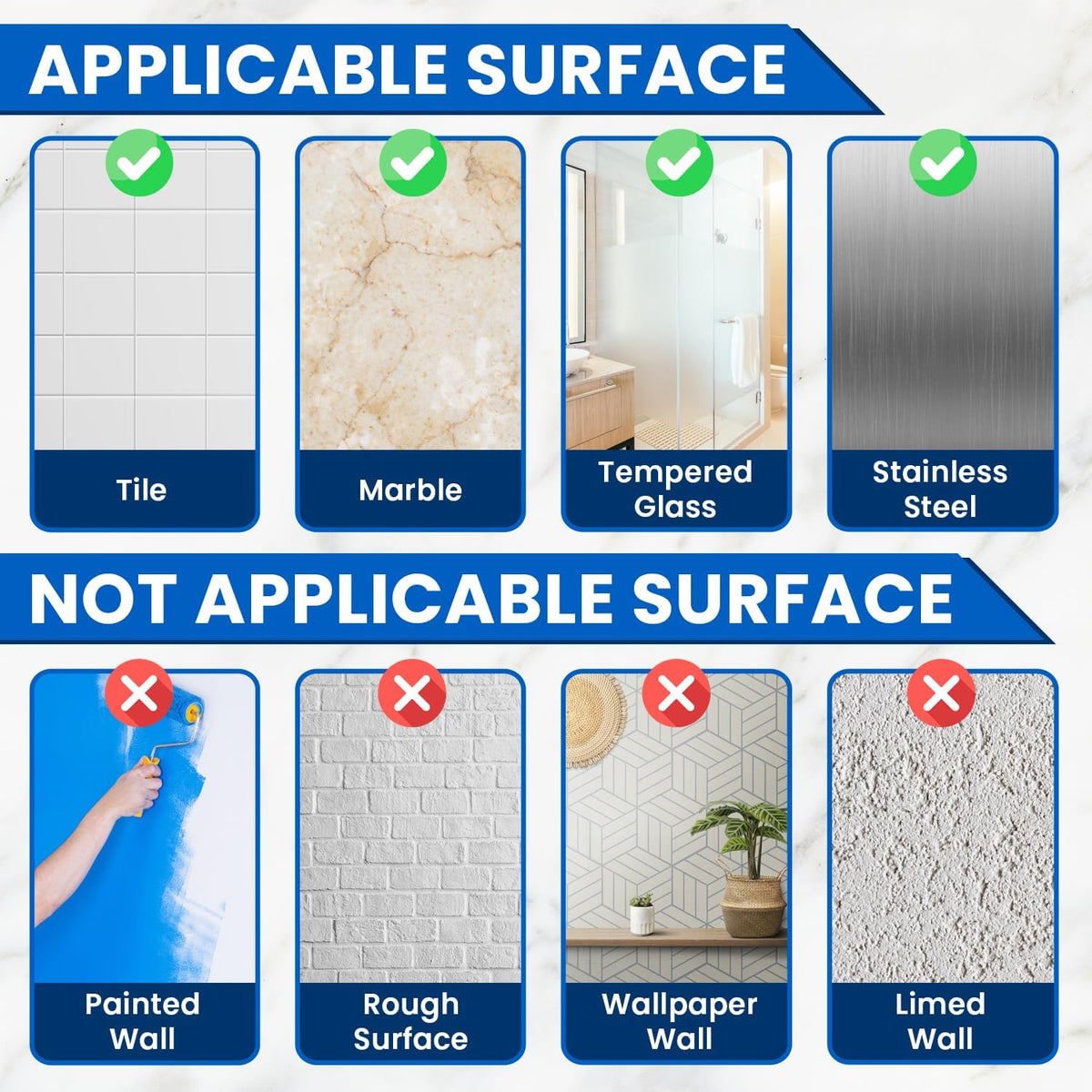 2 Pcs Shower Caddy Adhesive Replacement | Adhesive Bathroom Shower Shelves Replacement | Drill-Free Resilient Transparent