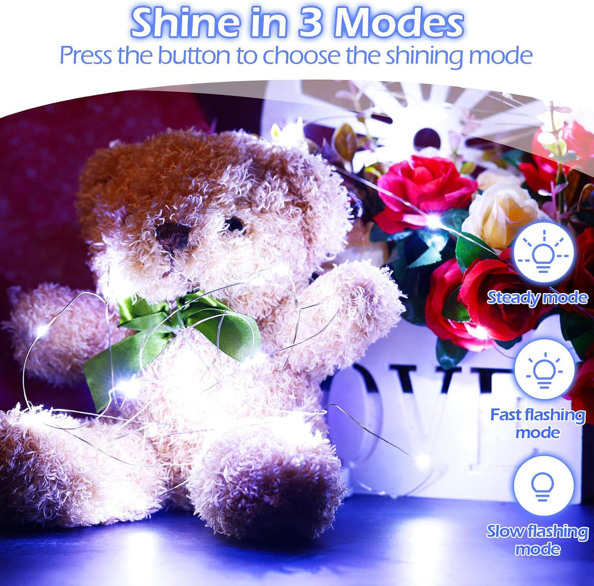 Hortsun 200 Pack Battery Operated Fairy Lights 7 ft 20 LED, Cool White