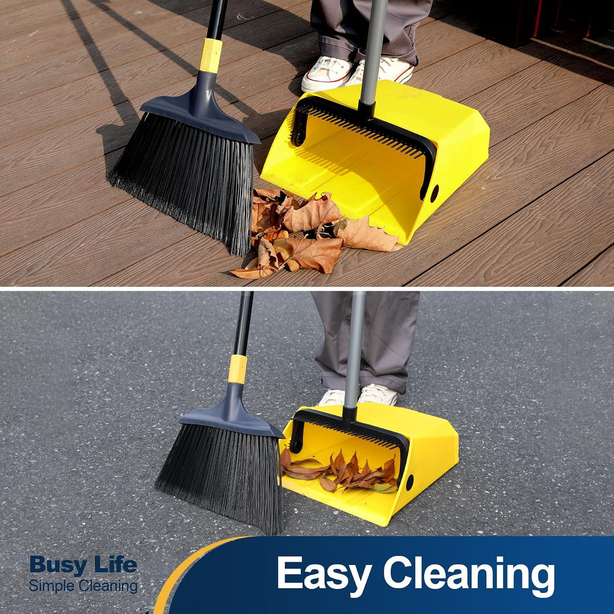 Yocada Large Commercial Dustpan with Comb, Upright Heavy Duty Dust Pan