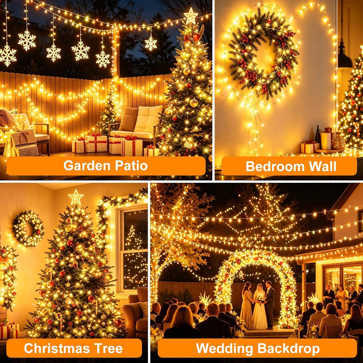 2 Pack 450 LED Fairy Lights Plug in 2 x 88FT Total 176FT Silver Wire Twinkle String Light with Remote Timer Dimmable Waterproof Copper Wire Lights for Bedroom Patio Garden Tree Wedding Christmas Decor