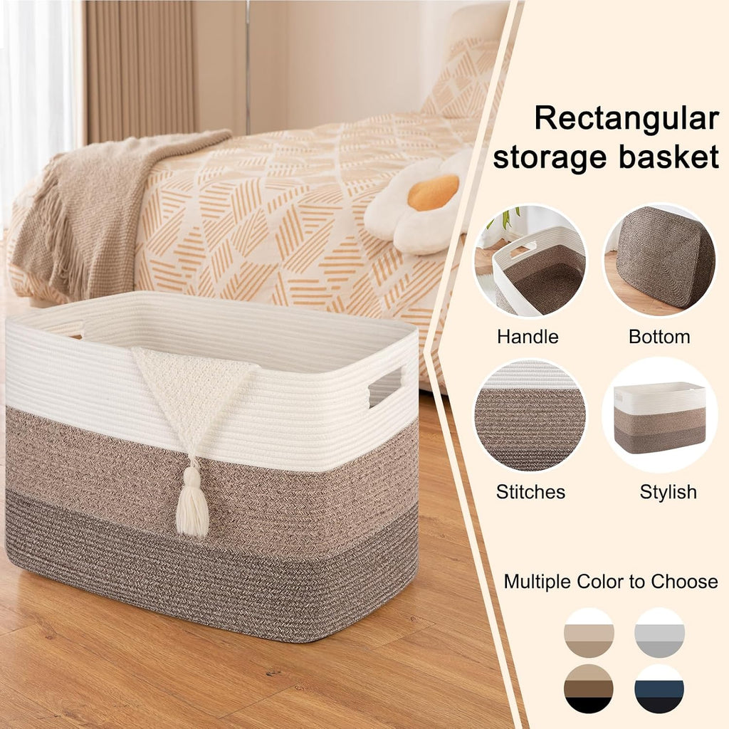 OIAHOMY 108L Extra Large Blanket Basket Dog Toy Basket radient Dark Brown