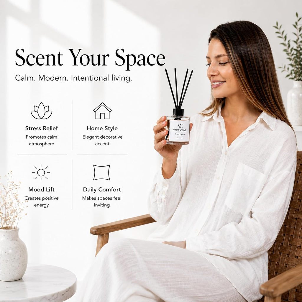 Reed Diffuser Set 3 Pack Premium Reed Diffusers Amber Mist, Crisp Cedar & Forest Moss Scents Long Lasting Home Fragrance Gift Set for Bathroom, Home & Office